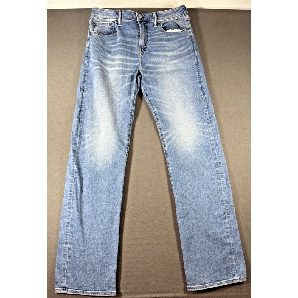 American Eagle Jeans Mens 32x34 Original Bootcut Airflex Blue Denim Whiskers